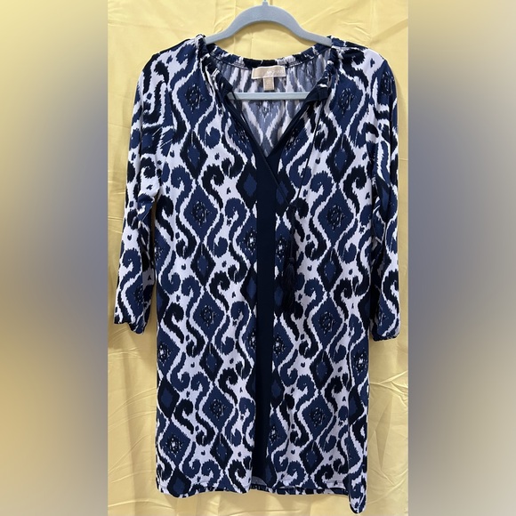 Michael Kors Blue and White Patterned Dress - Picture 1 of 6